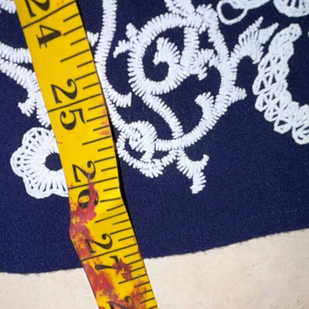 Navy Cami Tank Top with White Embroidery Sz Large by Tining - Picture 9 of 10